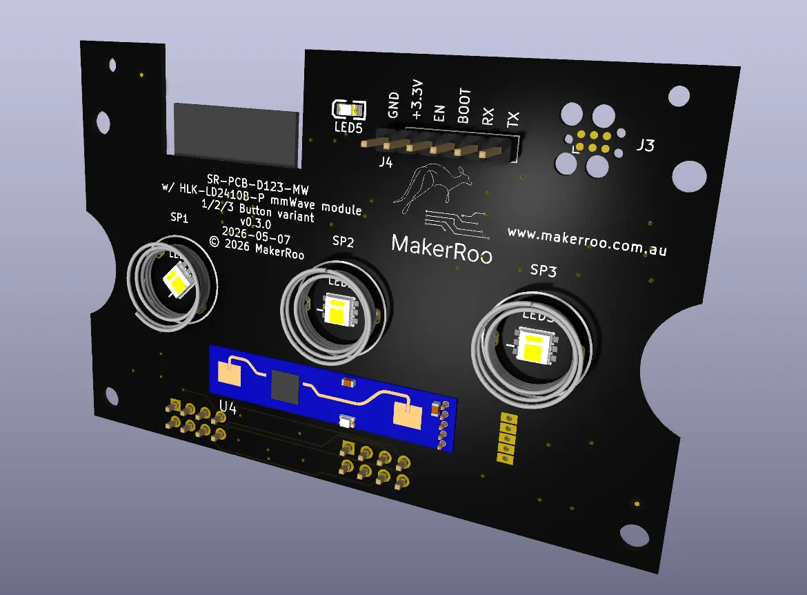 Clean SwitchRoo PCB - 3D render